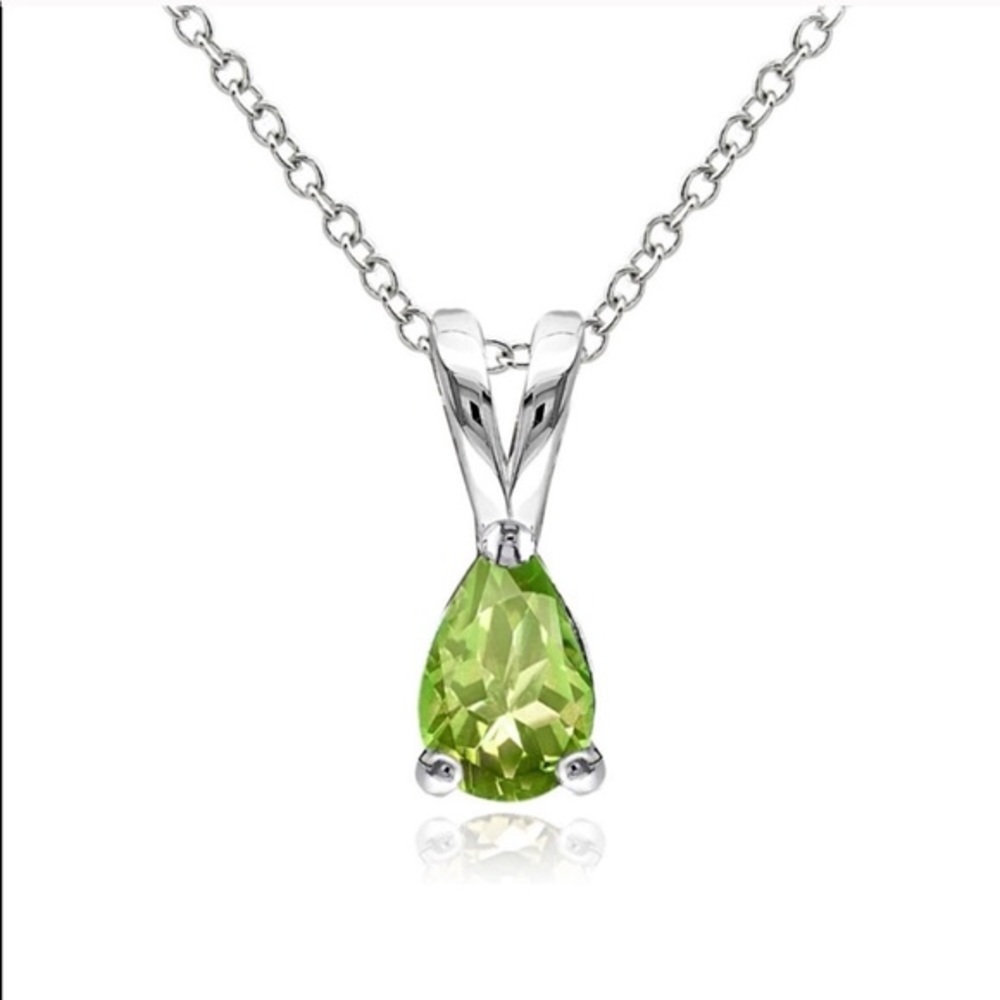 925 Sterling Silver Pear Cut Peridot - Picture 2 of 8